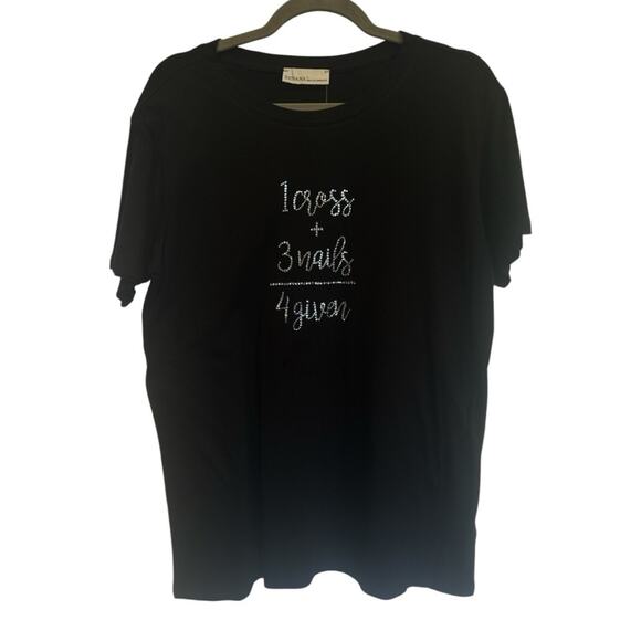 1 Cross + 3 Nails = 4given Easter Jesus Christian Rhinestone Bling T-Shirt NEW - Picture 2 of 4